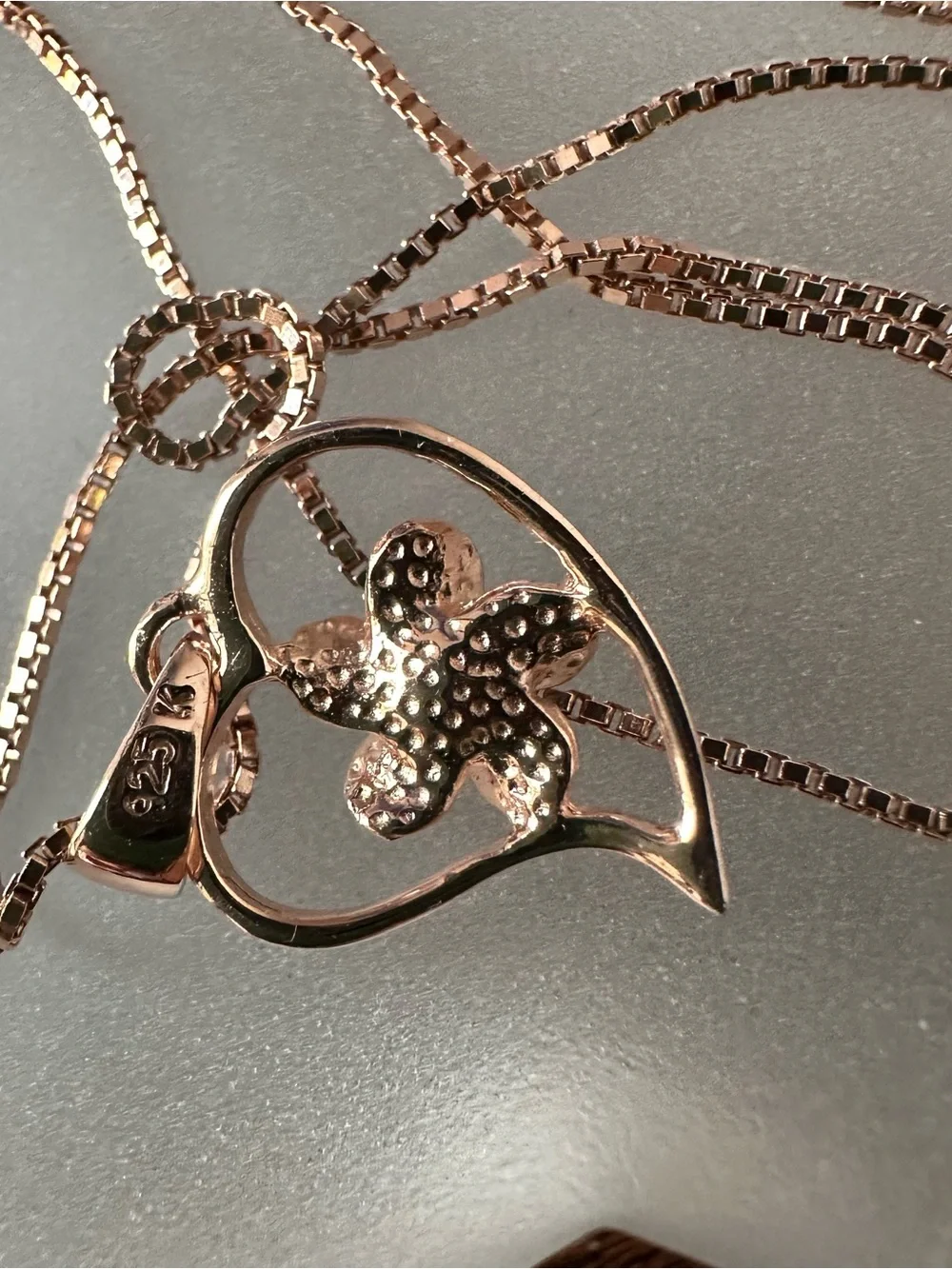 Rose gold over sterling silver plumeria necklace